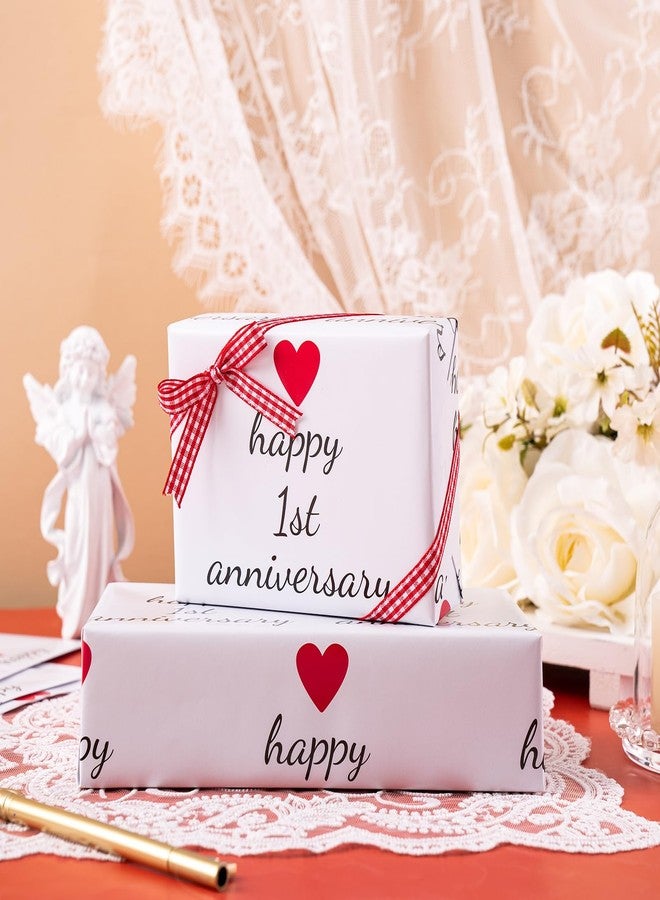 WRAPAHOLIC Anniversary Wrapping Paper Sheet - 6 Sheets 1st Anniversary Design Folded Flat for Husband, Wife, Boyfriend, Girlfriend, Birthday, Valentines Day - 19.7 Inch X 27.5 Inch Per Sheet - Image 3